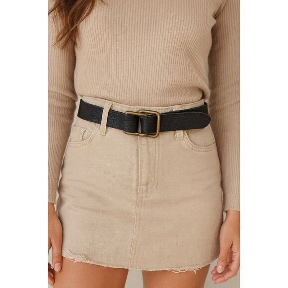 Women’s Genuine Leather Belt Made Italy Black Brass Buckle Textured Wide Belt M - Picture 1 of 12